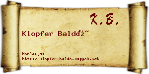 Klopfer Baldó névjegykártya